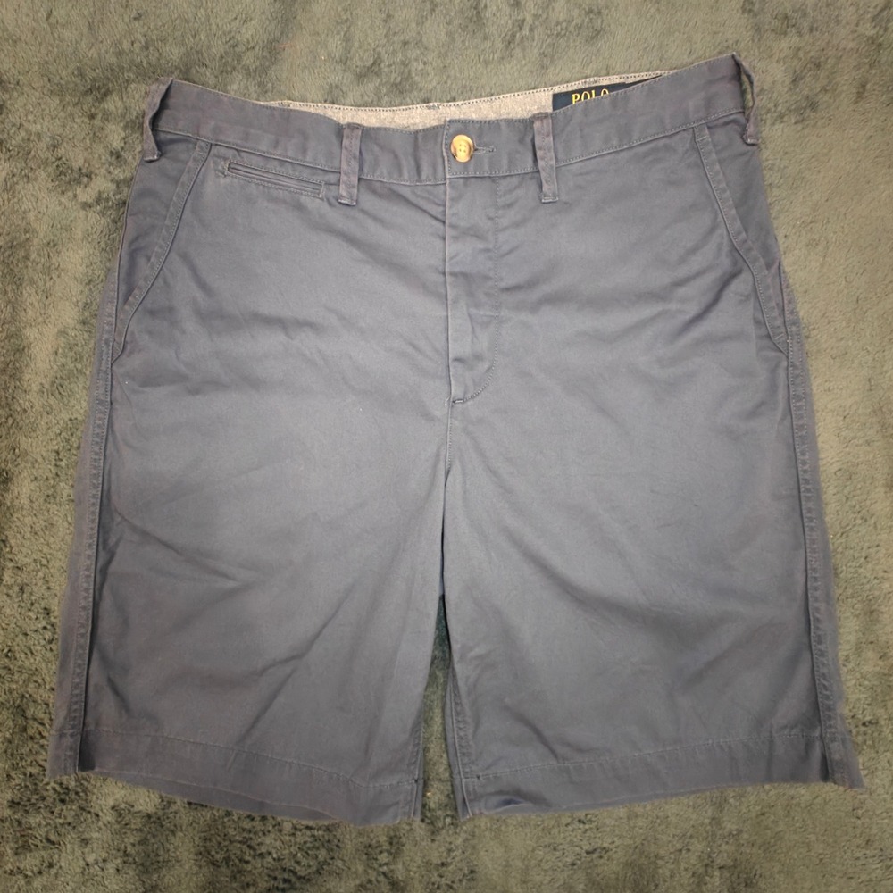 Polo Ralph Lauren Mens Relaxed Fit Chino Shorts Blue Gray Size 32 Cotton Twill
